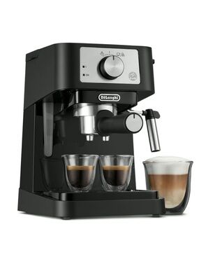 NWOT! DeLonghi Espresso Machine in Black with Stainless Accents